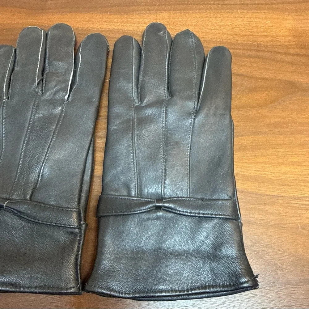 Women’s Gloves 100% Genuine‎ Lambskin Leather Lined Black Sz L Driving Walking